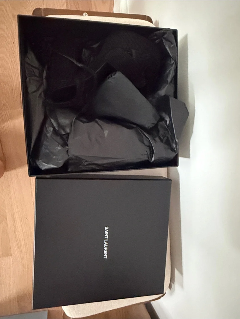 Saint Laurent Black Velvet Platform Block Heel Sandals - Picture 2 of 7